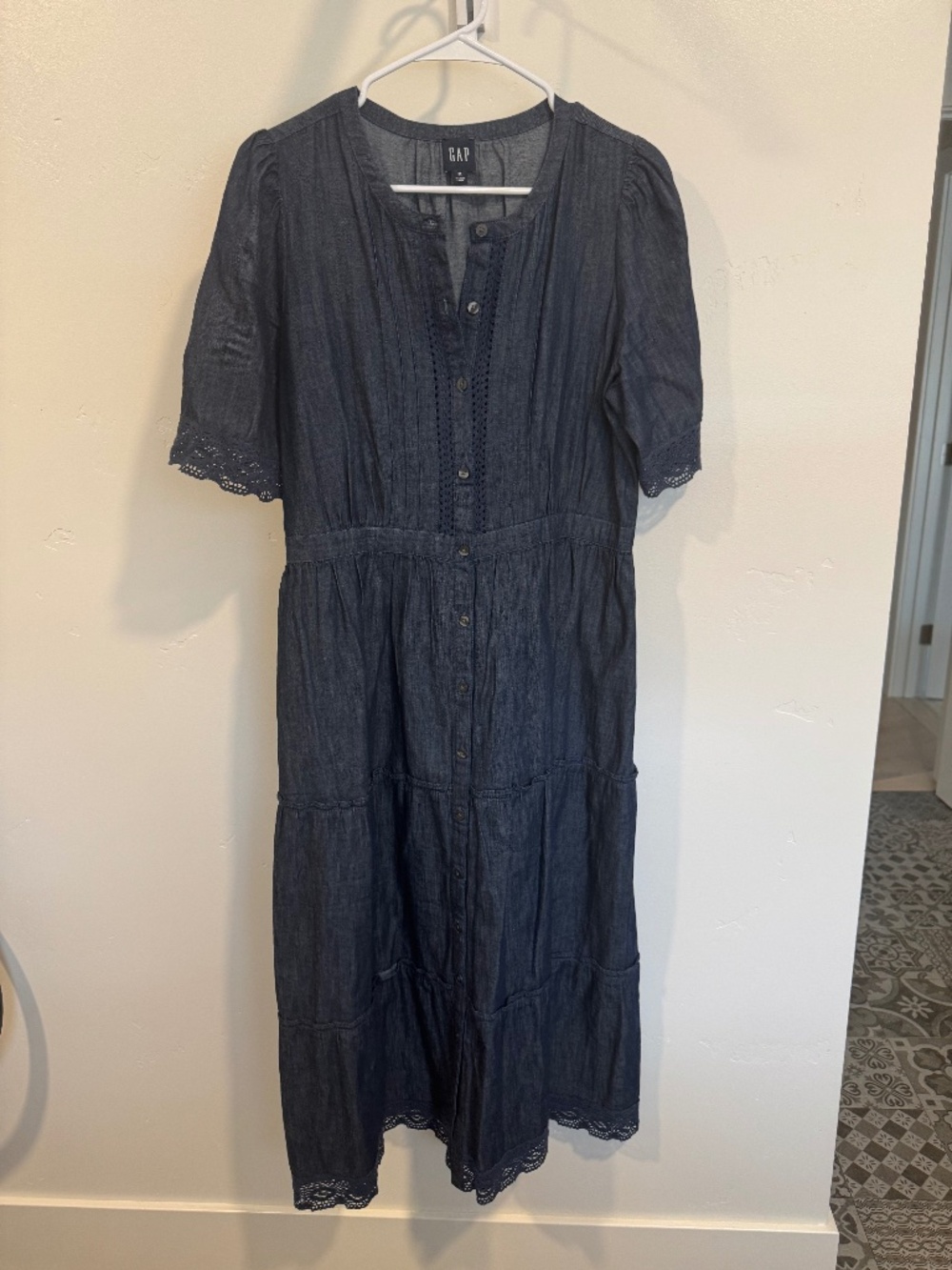 GAP Chambray Dress with Lace Detail